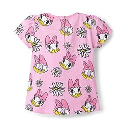 Babyhug Disney Single Jersey Knit Half Sleeves Co-ords T-Shirt & Shorts Night Suit with Daisy Duck Graphic - Pink
