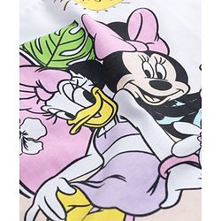 Babyhug Disney Single Jersey Knit Frill Sleeves T-Shirt with Minnie Mouse Graphics - White