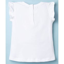 Babyhug Disney Single Jersey Knit Frill Sleeves T-Shirt with Minnie Mouse Graphics - White