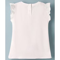 Babyhug Disney Single Jersey Knit Frill Sleeves T-Shirt with Minnie Mouse Graphics - White