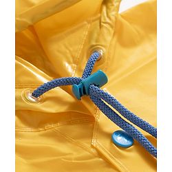 Babyhug Full Sleeves Hooded Raincoat with Smiley Print & Pocket Detailing - Yellow