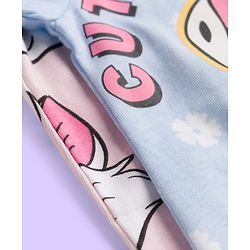 Babyhug Disney Knit Half Sleeves T-Shirts with Disney Character Graphic Pack of 2 - Light Blue & Pink