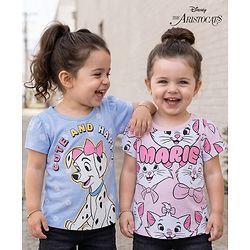 Babyhug Disney Knit Half Sleeves T-Shirts with Disney Character Graphic Pack of 2 - Light Blue & Pink