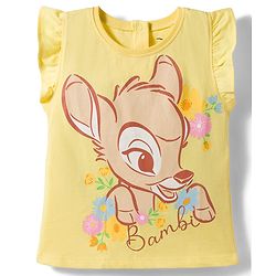Babyhug Disney Single Jersey Knit Frill Sleeves T-Shirt with Bambi Graphic Pack of 2 - Multicolor