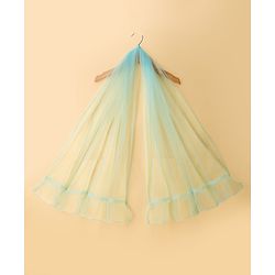 Babyhug Woven Half Flutter Sleeves Choli Lehenga Set with Dupatta & Embroidery - Aqua Blue