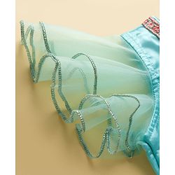 Babyhug Woven Half Flutter Sleeves Choli Lehenga Set with Dupatta & Embroidery - Aqua Blue
