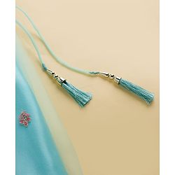Babyhug Woven Half Flutter Sleeves Choli Lehenga Set with Dupatta & Embroidery - Aqua Blue