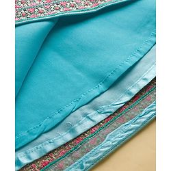 Babyhug Woven Half Flutter Sleeves Choli Lehenga Set with Dupatta & Embroidery - Aqua Blue