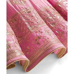 Babyhug Net Woven Sleeveless Lehenga Choli Set With Sequin Detailing & Dupatta - Green & Pink