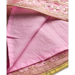 Babyhug Net Woven Sleeveless Lehenga Choli Set With Sequin Detailing & Dupatta - Green & Pink