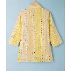 Babyhug Georgette Woven Full Sleeves Sequenced Embroidered Kurta & Pyjama Set - Yellow