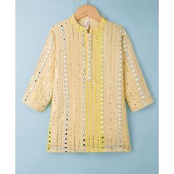Babyhug Georgette Woven Full Sleeves Sequenced Embroidered Kurta & Pyjama Set - Yellow