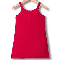 Babyhug Georgette Woven Sleeveless Kurti Gharara Set with Dupatta Embroidery & Sequin Detailing - Red