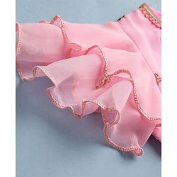 Babyhug Georgette Woven Half Sleeves Lehenga Choli Set With Floral Embroidery & Dupatta - Pink