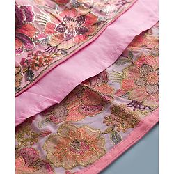 Babyhug Georgette Woven Half Sleeves Lehenga Choli Set With Floral Embroidery & Dupatta - Pink