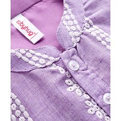 Babyhug Woven Full Sleeves Kurta Dhoti Set with Schiffli Detailing - Lavender