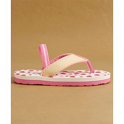 Cute Walk by Babyhug Back Strap Flip Flop With Hearts Print - Pink & White