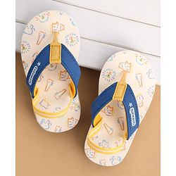 Cute Walk by Babyhug Animals Printed Flip Flops with Back Strap - White & Blue