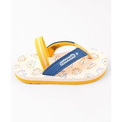 Cute Walk by Babyhug Animals Printed Flip Flops with Back Strap - White & Blue