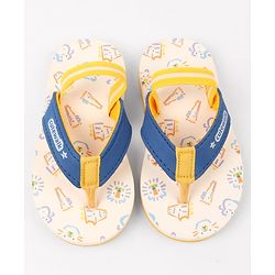 Cute Walk by Babyhug Animals Printed Flip Flops with Back Strap - White & Blue