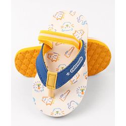 Cute Walk by Babyhug Animals Printed Flip Flops with Back Strap - White & Blue