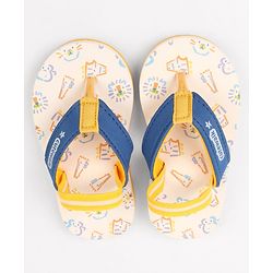 Cute Walk by Babyhug Animals Printed Flip Flops with Back Strap - White & Blue