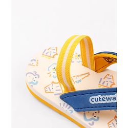 Cute Walk by Babyhug Animals Printed Flip Flops with Back Strap - White & Blue