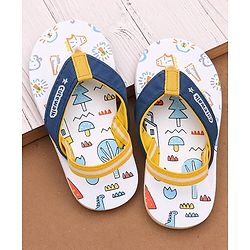 Cute Walk by Babyhug Animals Printed Flip Flops with Back Strap - White & Blue