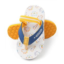 Cute Walk by Babyhug Animals Printed Flip Flops with Back Strap - White & Blue