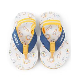Cute Walk by Babyhug Animals Printed Flip Flops with Back Strap - White & Blue