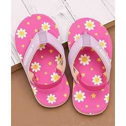 Cute Walk by Babyhug Floral Printed Flip Flops with Back Strap - Pink