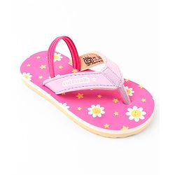 Cute Walk by Babyhug Floral Printed Flip Flops with Back Strap - Pink