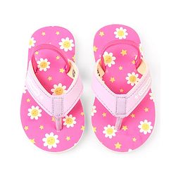 Cute Walk by Babyhug Floral Printed Flip Flops with Back Strap - Pink
