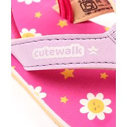 Cute Walk by Babyhug Floral Printed Flip Flops with Back Strap - Pink