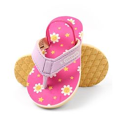 Cute Walk by Babyhug Floral Printed Flip Flops with Back Strap - Pink
