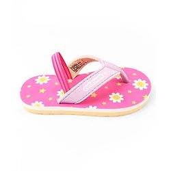 Cute Walk by Babyhug Floral Printed Flip Flops with Back Strap - Pink