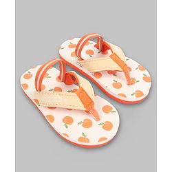 Cute Walk by Babyhug Back Strap Apple Printed Flip Flops - Orange