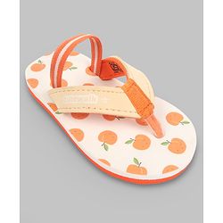 Cute Walk by Babyhug Back Strap Apple Printed Flip Flops - Orange