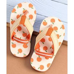 Cute Walk by Babyhug Back Strap Apple Printed Flip Flops - Orange