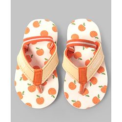 Cute Walk by Babyhug Back Strap Apple Printed Flip Flops - Orange