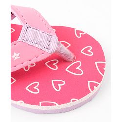 Cute Walk by Babyhug Hearts Printed Flip Flops with Back Strap - Fuchsia