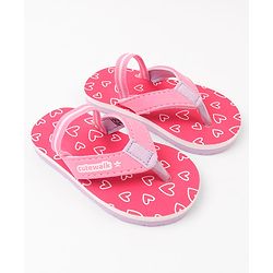 Cute Walk by Babyhug Hearts Printed Flip Flops with Back Strap - Fuchsia
