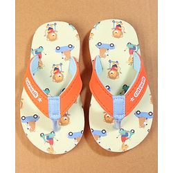 Cute Walk by Babyhug Flip Flops with Lion Print - Orange & Mustard