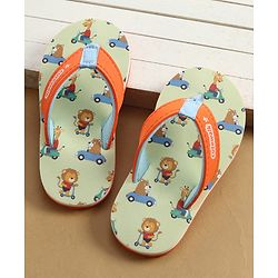 Cute Walk by Babyhug Back Strap Animal & Vehicles Printed Flip Flops - Orange