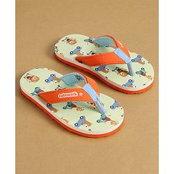 Cute Walk by Babyhug Back Strap Animal & Vehicles Printed Flip Flops - Orange