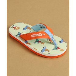 Cute Walk by Babyhug Back Strap Animal & Vehicles Printed Flip Flops - Orange