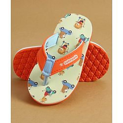 Cute Walk by Babyhug Back Strap Animal & Vehicles Printed Flip Flops - Orange
