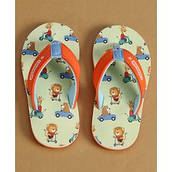 Cute Walk by Babyhug Back Strap Animal & Vehicles Printed Flip Flops - Orange