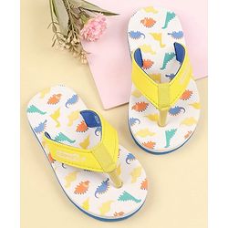 Cute Walk by Babyhug Dino Printed Slip On Flip Flops -Yellow
