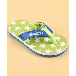 Cute Walk by Babyhug Slip On Star Printed Flip Flop - Green
